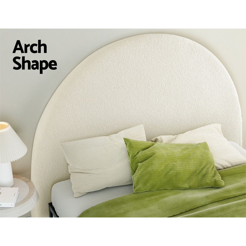 Queen Size Boucle Arch Headboard Bed Frame Bed Head – White Homecoze