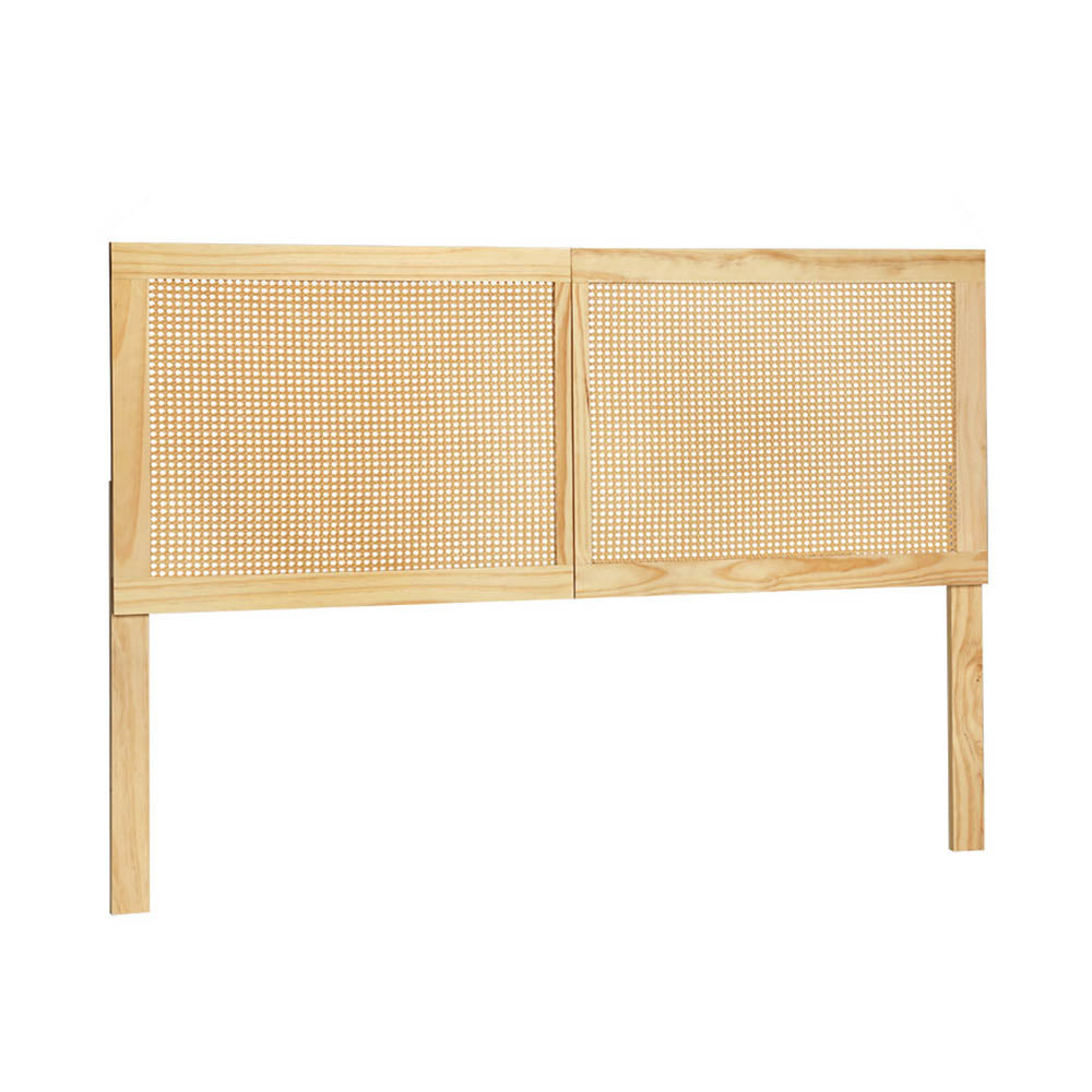 Queen Size Rattan Pinewood Boho Style Headboard Bed Frame Bed Head – Pine Homecoze
