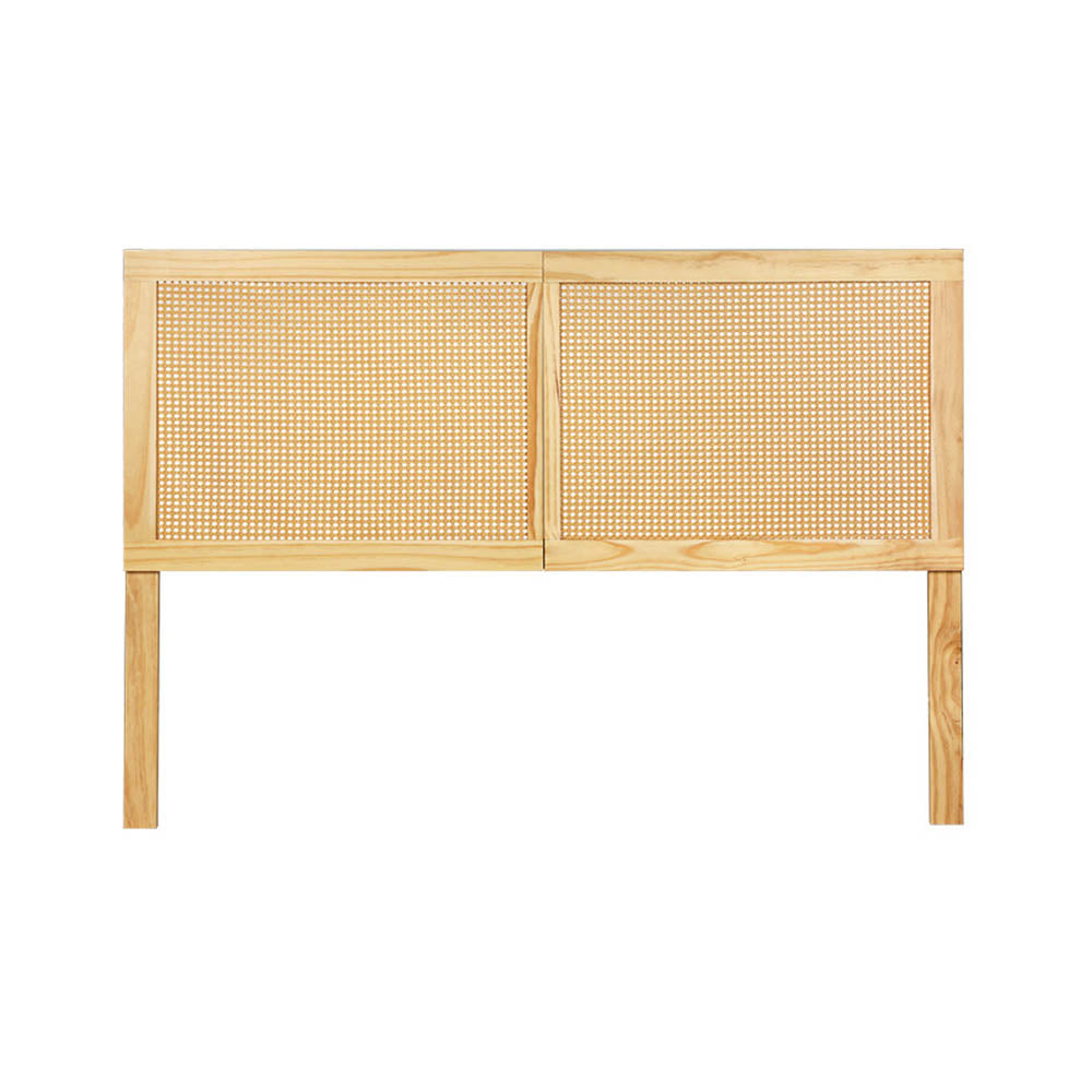 Queen Size Rattan Pinewood Boho Style Headboard Bed Frame Bed Head – Pine Homecoze