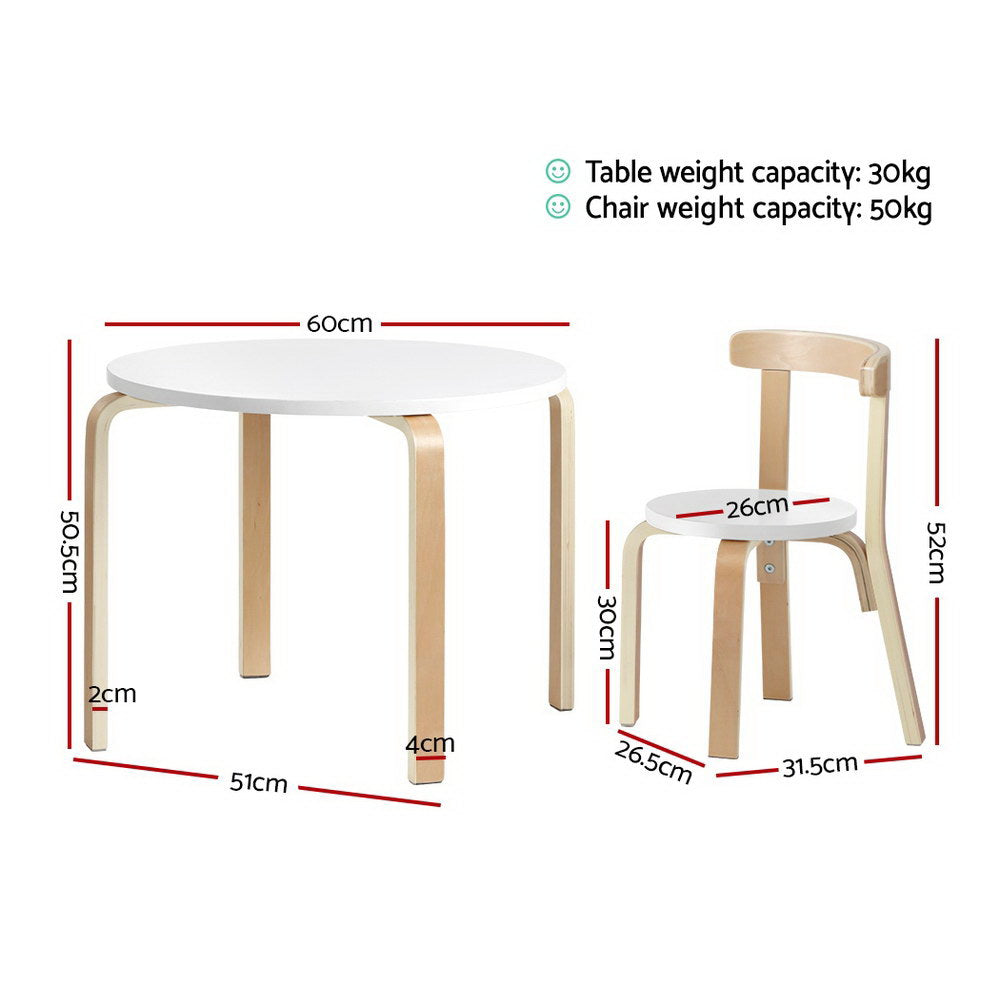 Kids Nordic Wooden Table & Chair 3PC Activity Set Homecoze