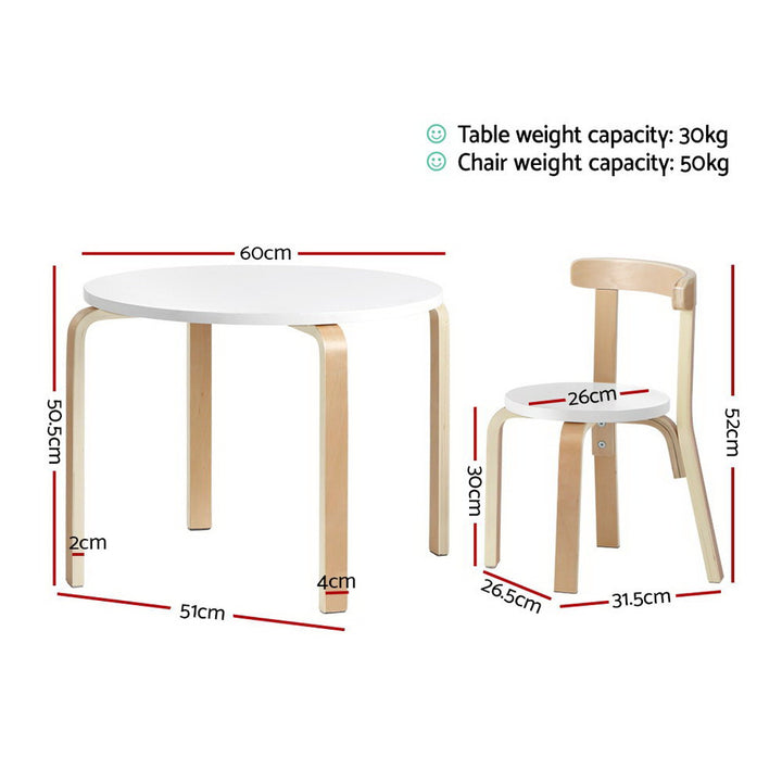 Kids Nordic Wooden Table & Chair 3PC Activity Set Homecoze