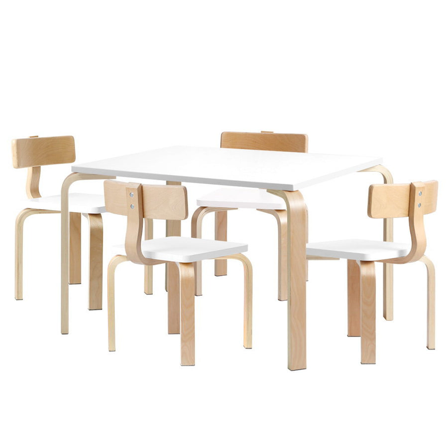 Kids Nordic Wooden Table & Chair 5PC Activity Set Homecoze