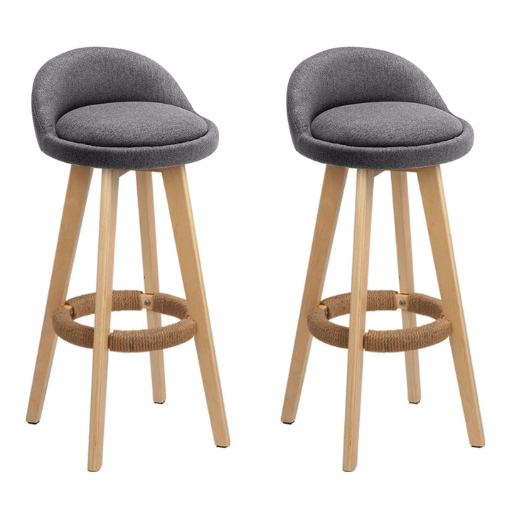 Set of 2 Fabric Backrest Bar Stools - Grey Homecoze