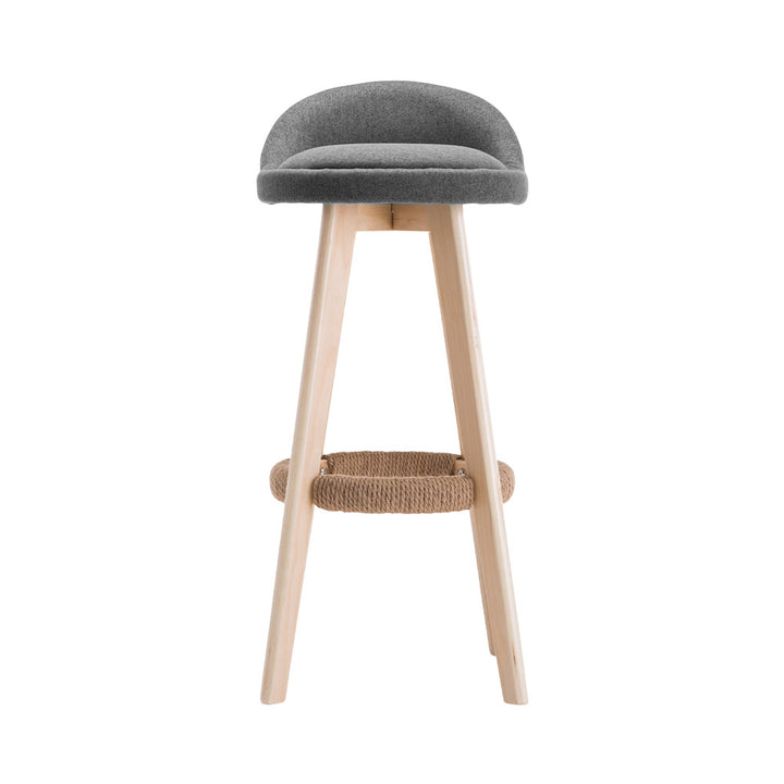 Set of 2 Fabric Backrest Bar Stools - Grey Homecoze