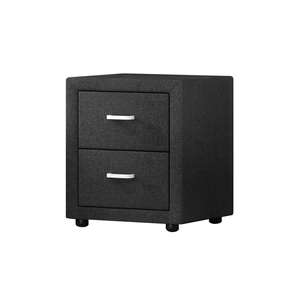 Linen 2-Drawer Bedside table - Charcoal Homecoze