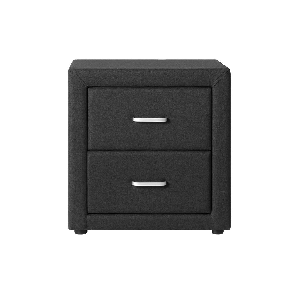 Linen 2-Drawer Bedside table - Charcoal Homecoze