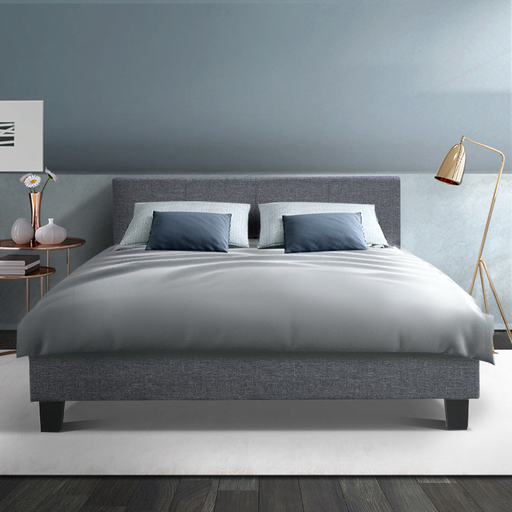 Neo Bed Frame Fabric - Grey Double Homecoze