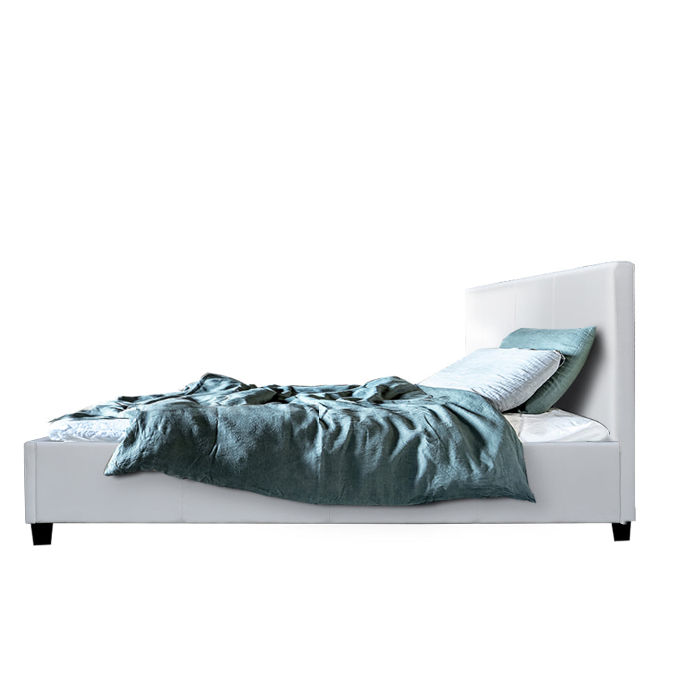 Neo Bed Frame PU Leather - White King Single Homecoze