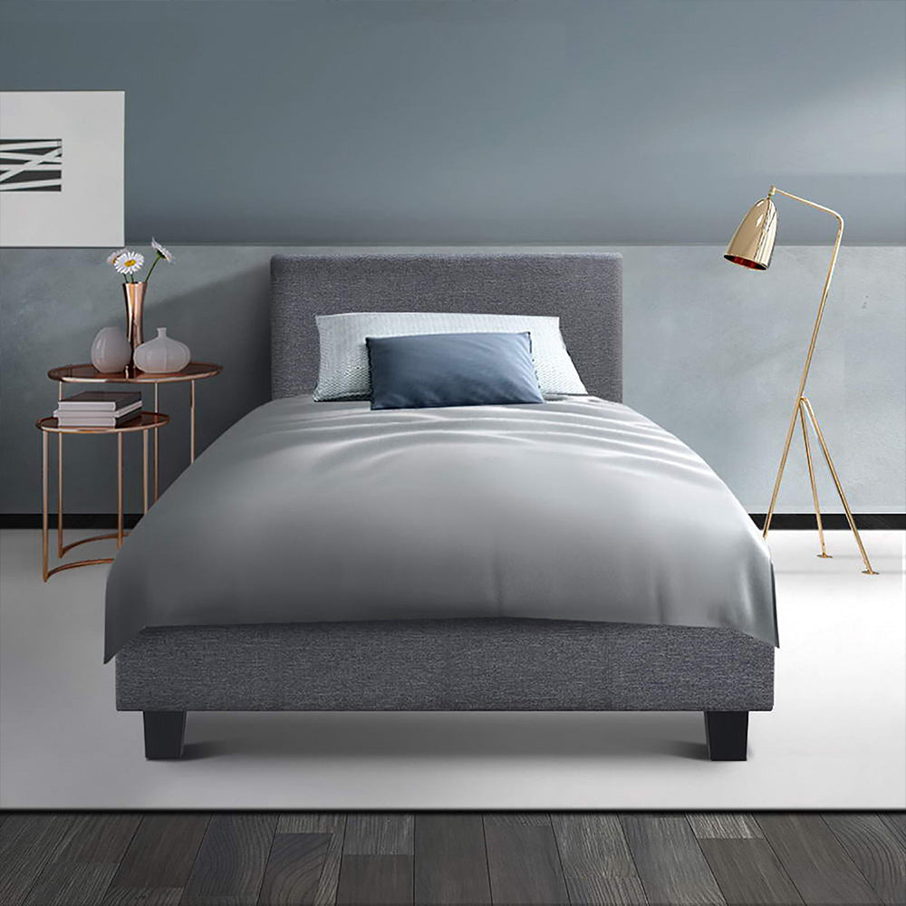 Neo Bed Frame Fabric - Grey Single Homecoze