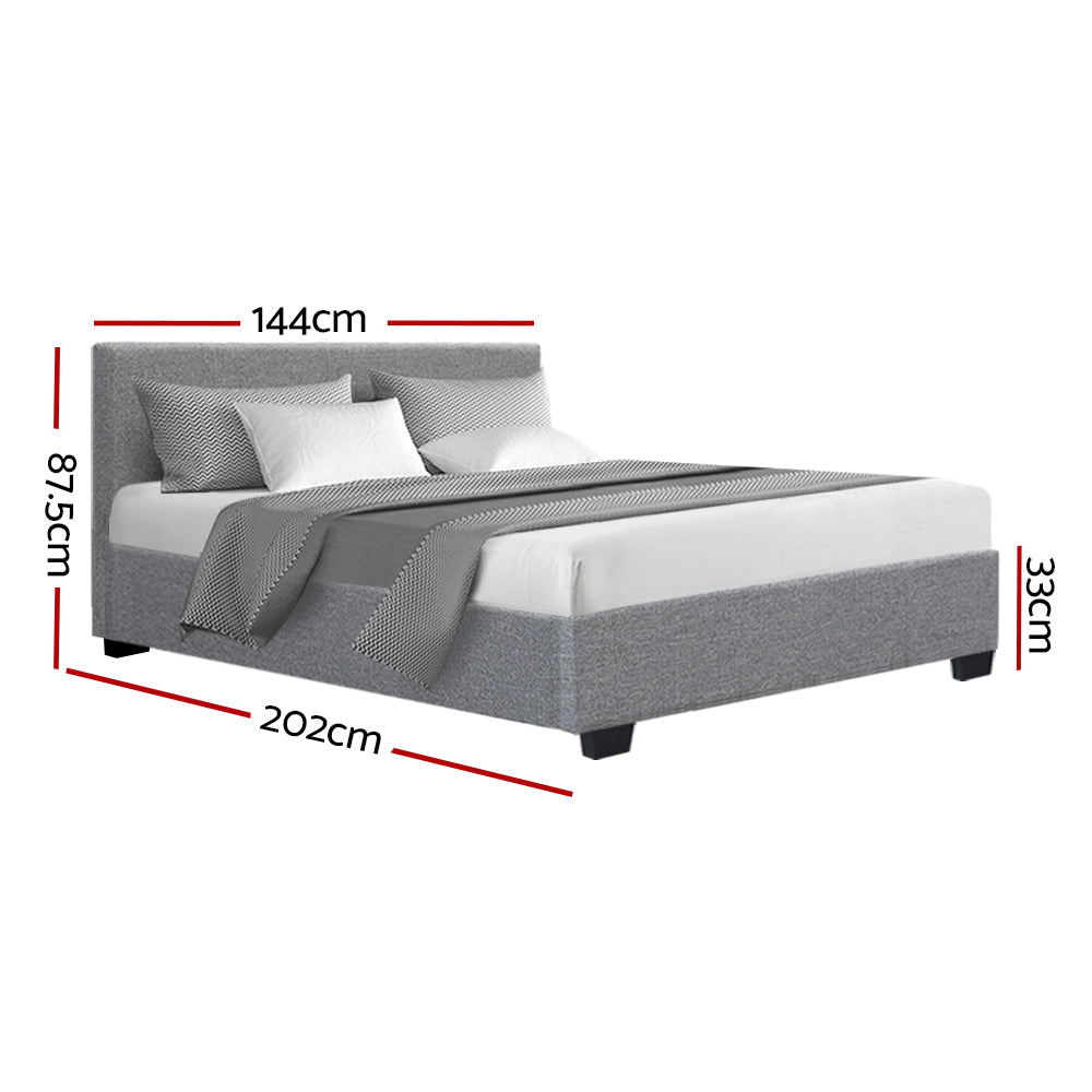 Nino Bed Frame Fabric - Grey Double Homecoze