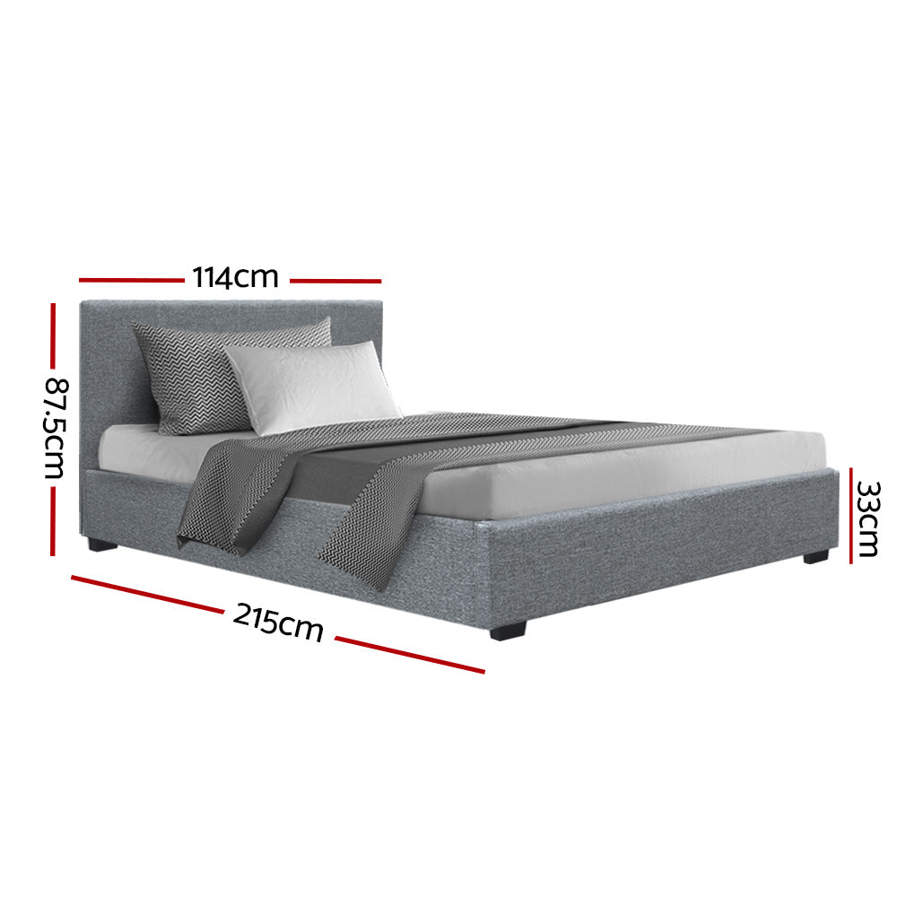 Nino Bed Frame Fabric - Grey King Single Homecoze