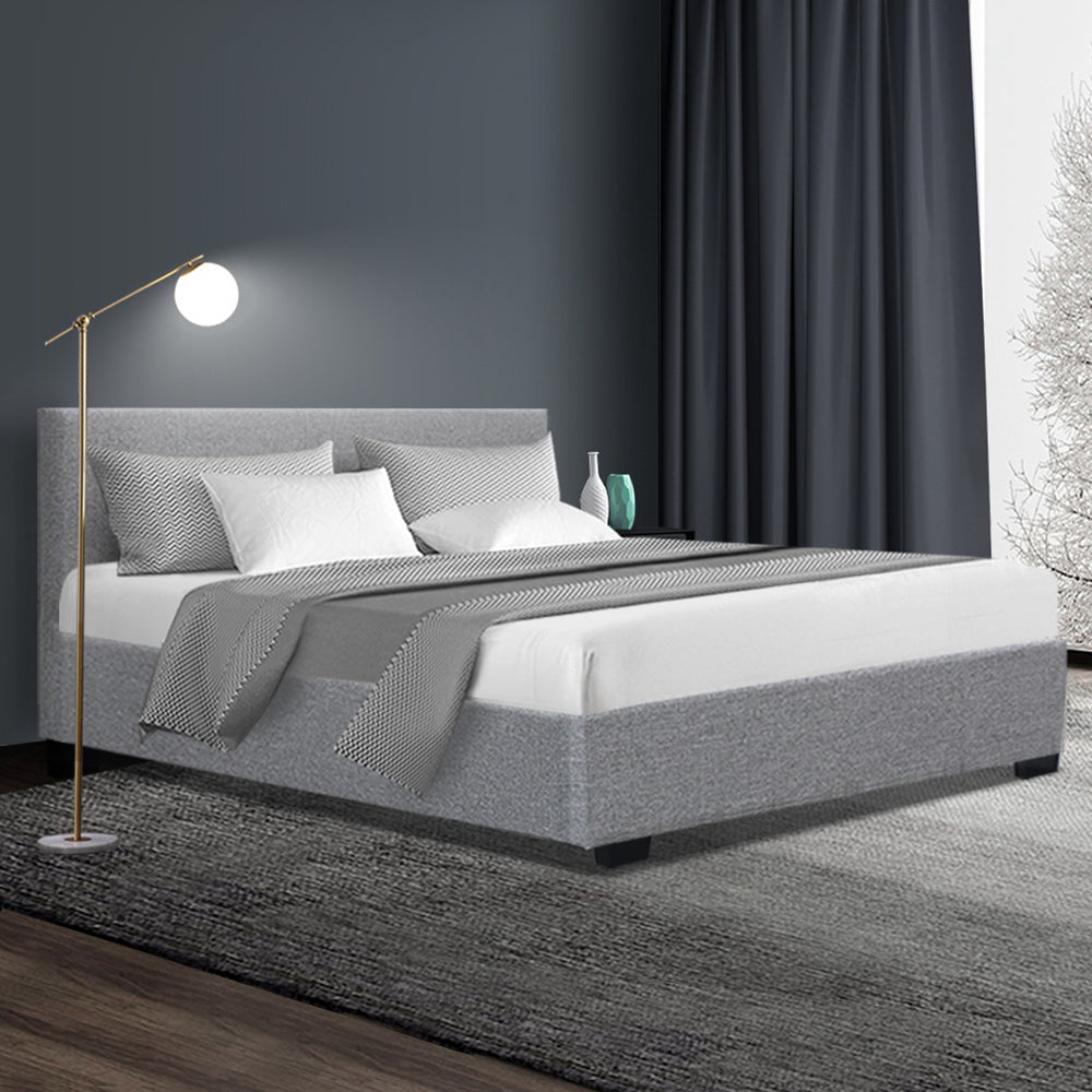Queen Nino Bed Frame Fabric - Grey Homecoze
