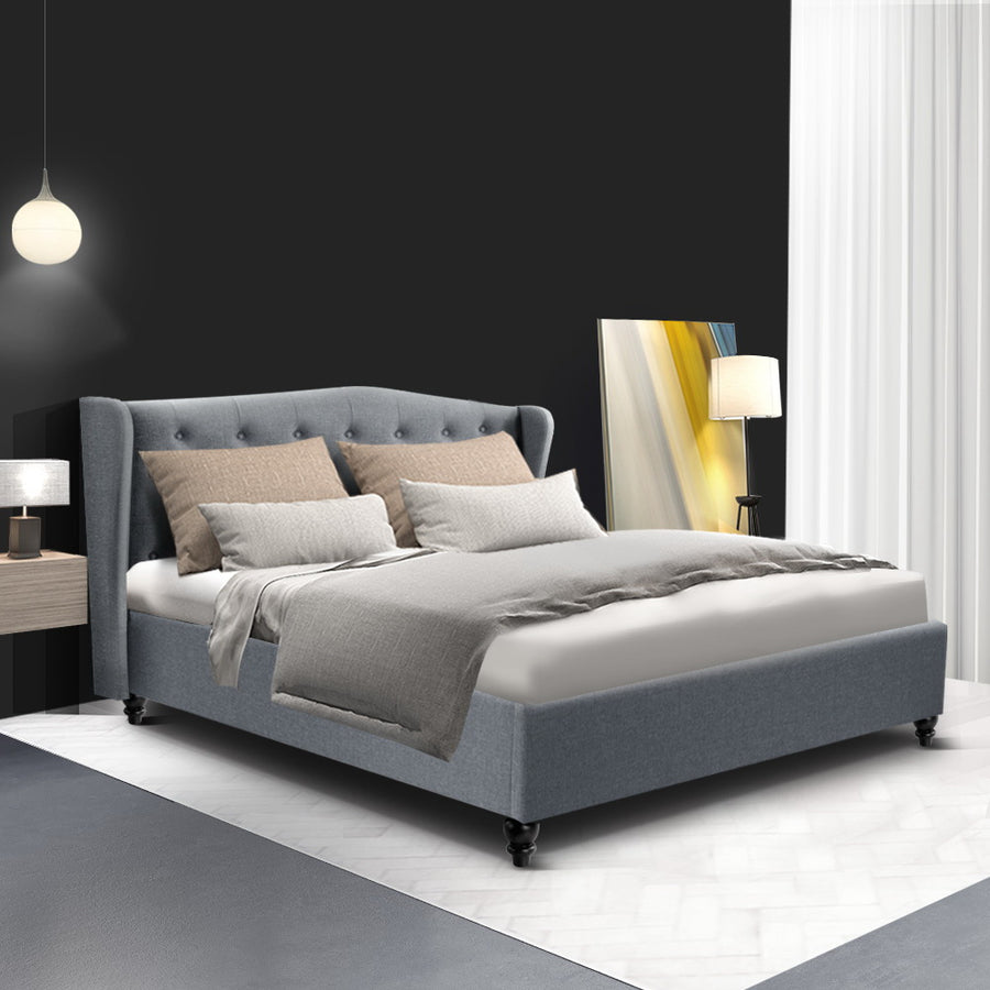 Pier Bed Frame Fabric - Grey Double Homecoze