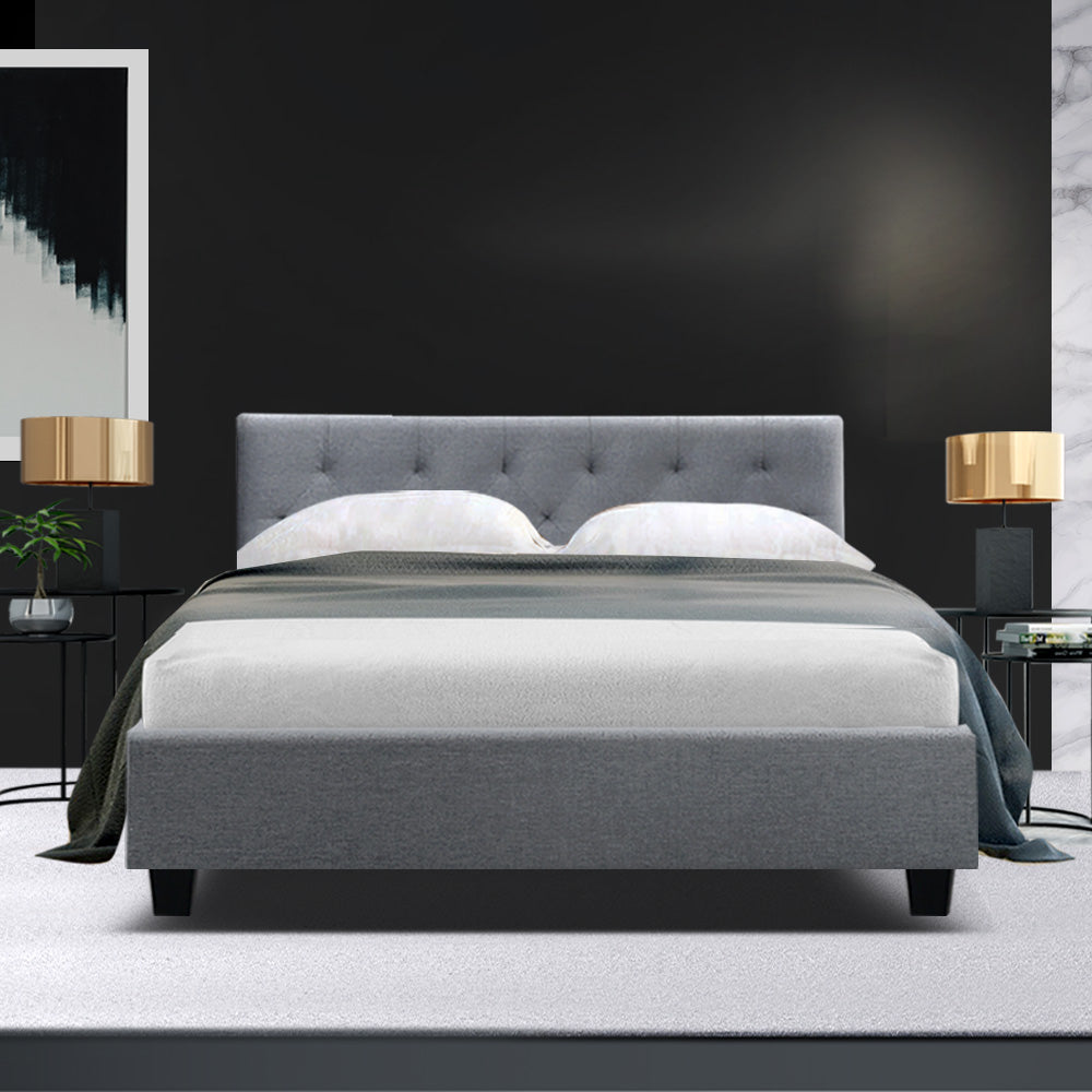 Vanke Bed Frame Fabric- Grey Double Homecoze