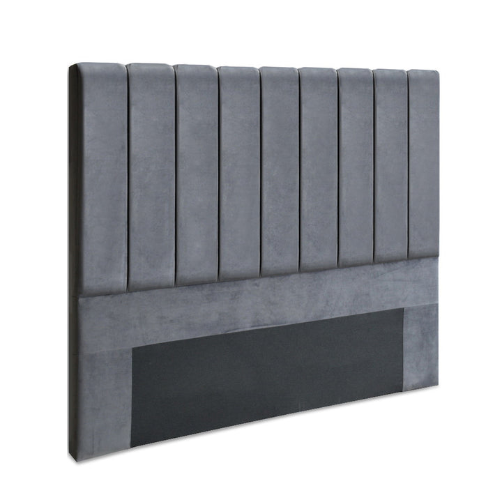 Queen Size Headboard Bed Head Faux Velvet Fabric - Grey Homecoze