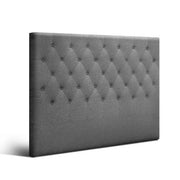 Queen Size Headboard Bed Head Button Tufted Faux Linen Fabric - Grey Homecoze