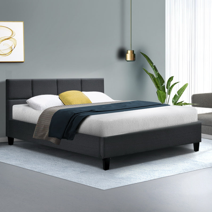 Tino Bed Frame Fabric - Charcoal Double Homecoze