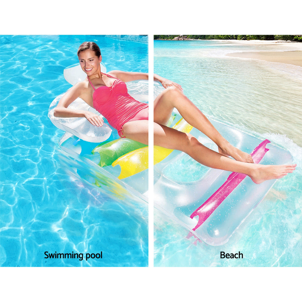 Inflatable Pool Lounge Floating Sun Bed - 147cm x 84cm Homecoze