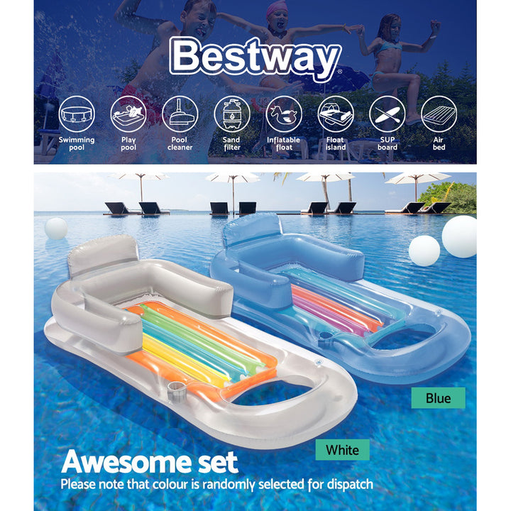 Inflatable Pool Lounge Floating Sun Bed - 161cm x 84cm Homecoze