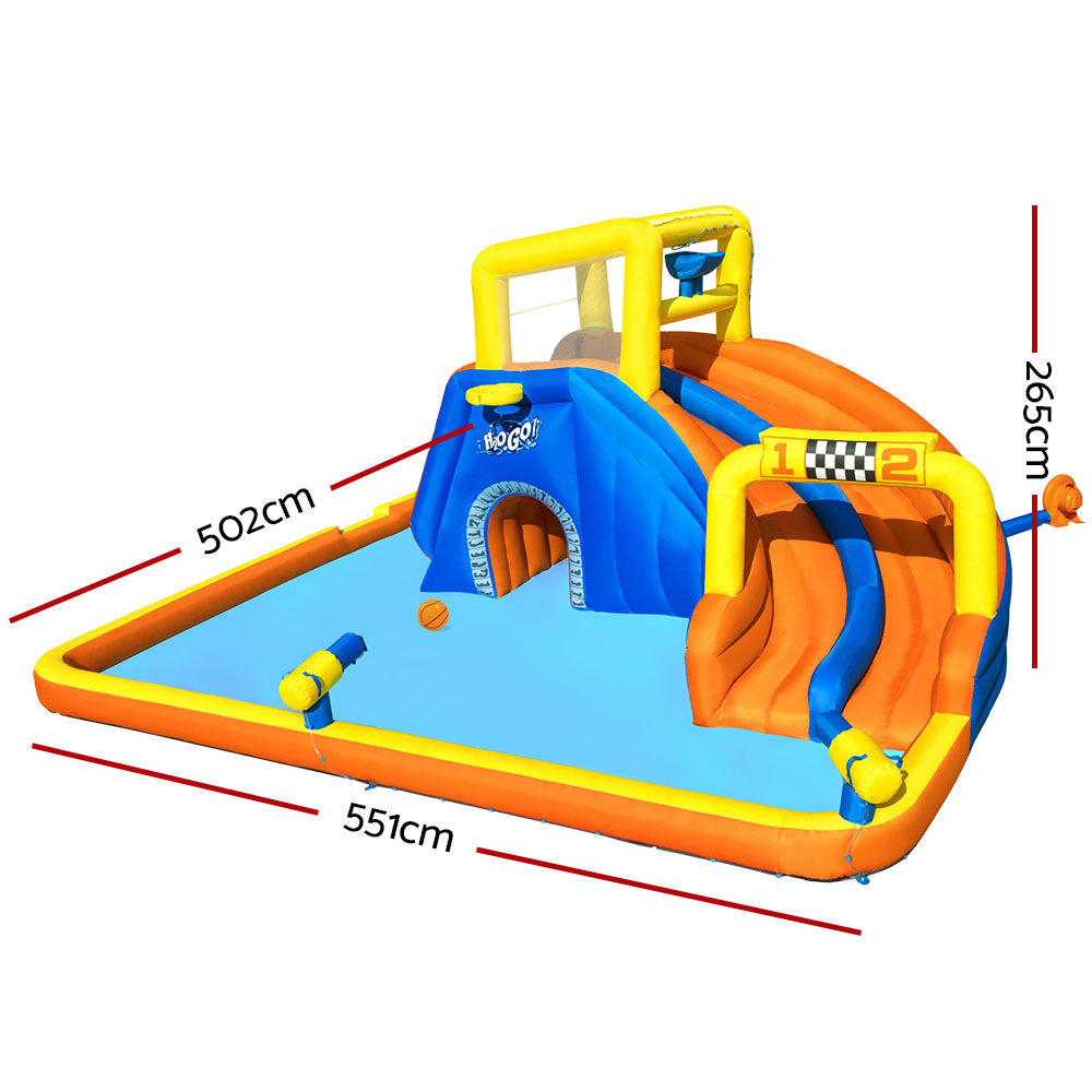 5.5m x 5m Giant Inflatable Water Park Slide Raceway - 2699L Capacity Homecoze