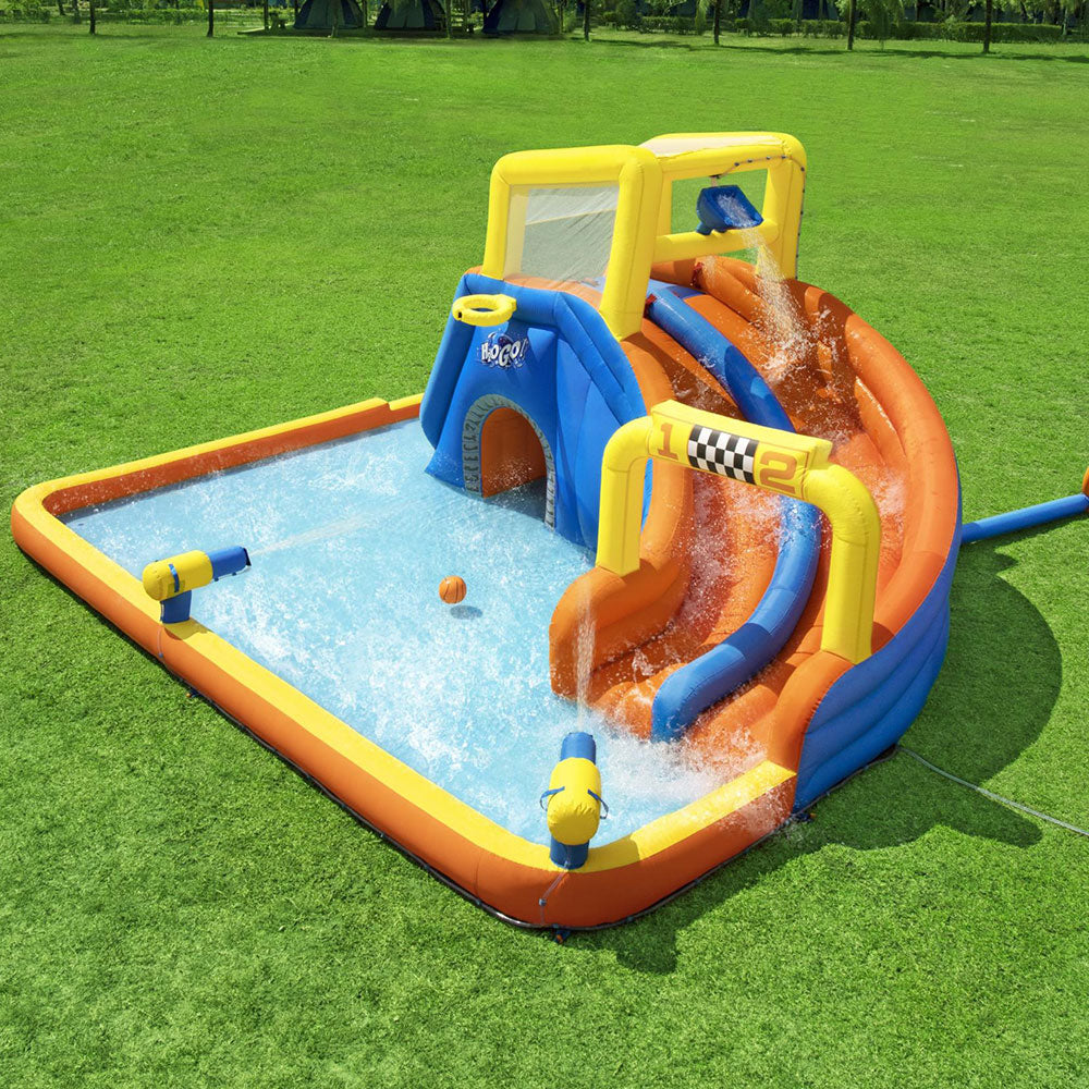 5.5m x 5m Giant Inflatable Water Park Slide Raceway - 2699L Capacity Homecoze