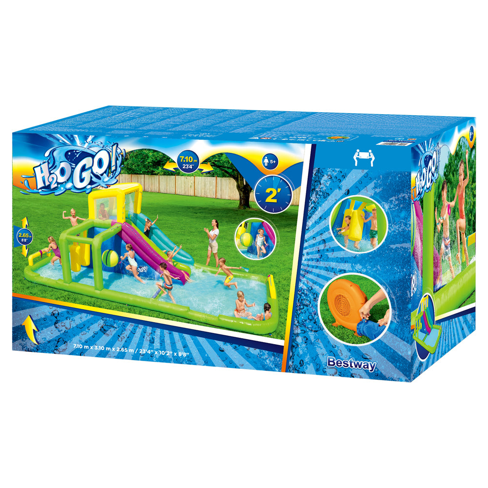 7.1m x 3.1m Giant Inflatable Water Park Splash Course with Slide - 2389L Capacity Homecoze