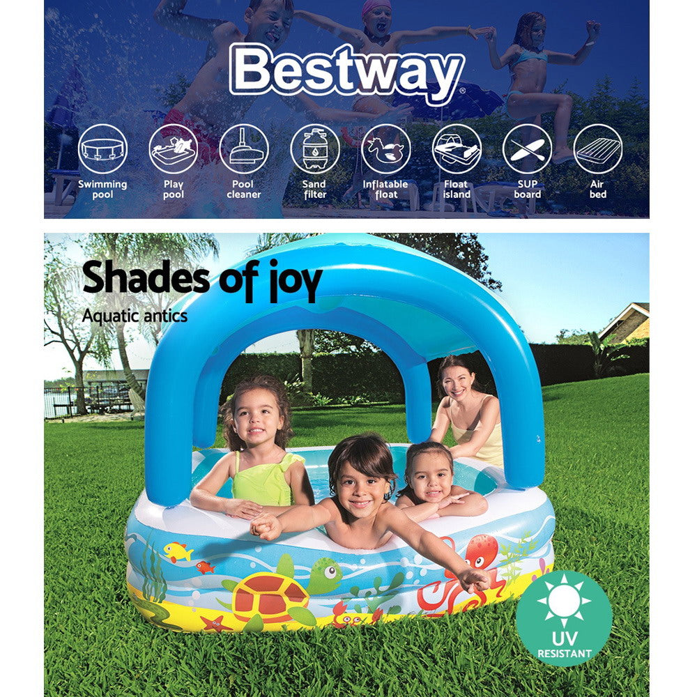 1.4m x 1.4m Kids Inflatable Swimming Pool with Sun Shade Homecoze