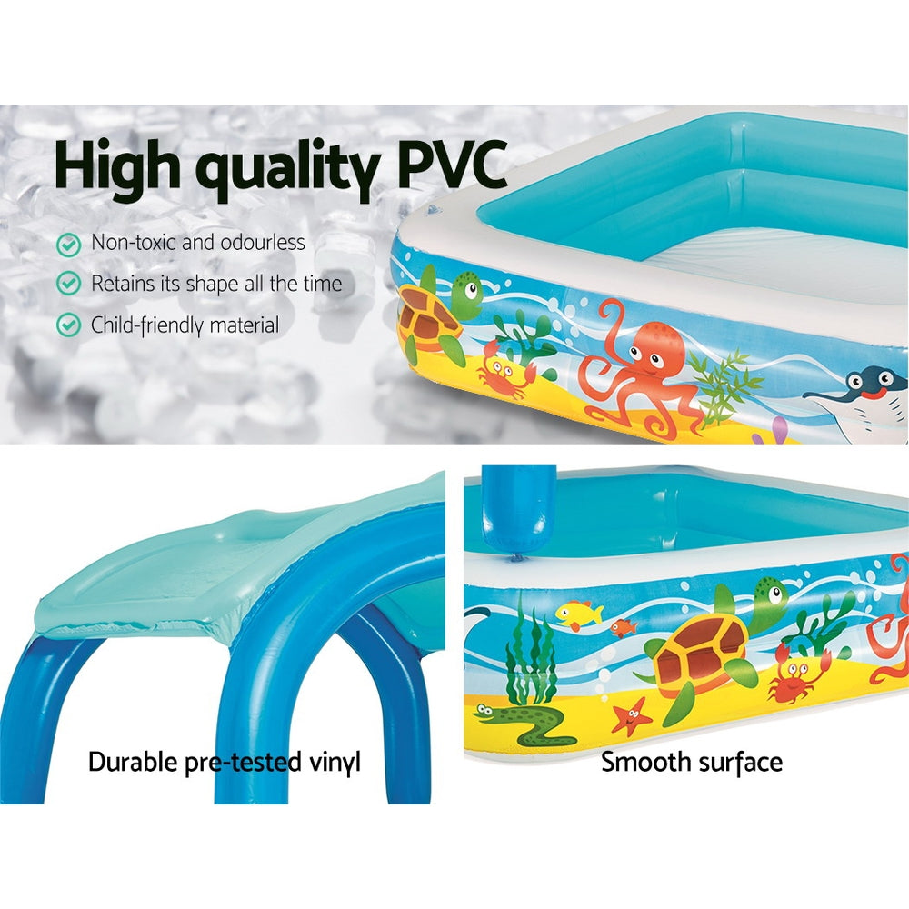 1.4m x 1.4m Kids Inflatable Swimming Pool with Sun Shade Homecoze