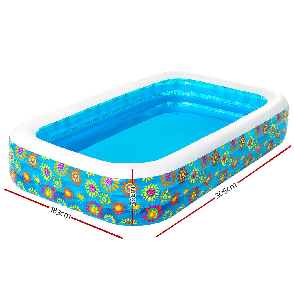 3m x 1.8m Inflatable Swimming Pool - 1161L Capacity Homecoze