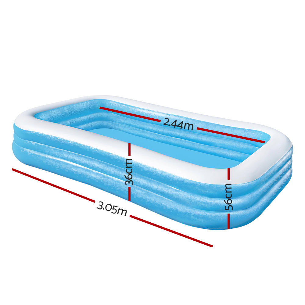 Large Inflatable Kids Above Ground Swimming Pool 3.05m x 1.83m x 0.56m Homecoze