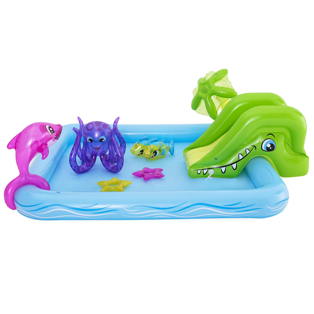 2.4m x 2m Kids Inflatable Aquarium Swimming Pool with Slide - 308L Homecoze