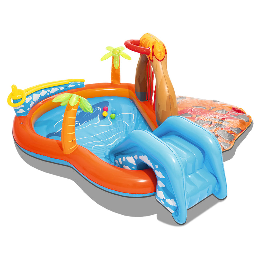 2.7m x 2.6m Kids Lava Lagoon Inflatable Pool Play Centre - 208L Capacity Homecoze