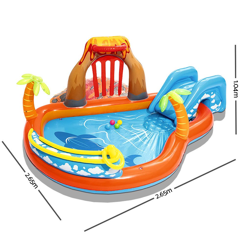 2.7m x 2.6m Kids Lava Lagoon Inflatable Pool Play Centre - 208L Capacity Homecoze