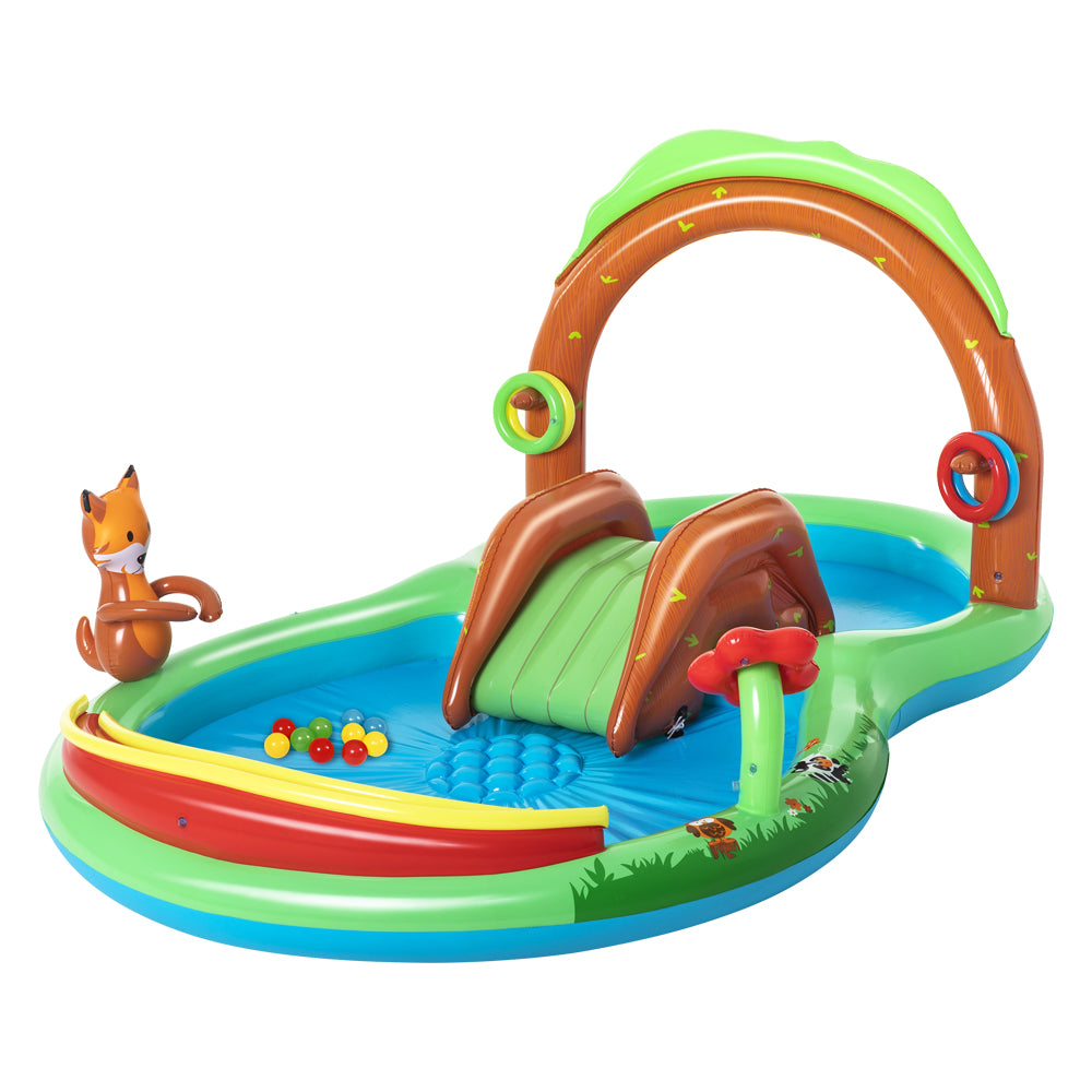 3m x 2m Kids Inflatable Friendly Woods Double Pool with Slide - 111L & 214L Homecoze