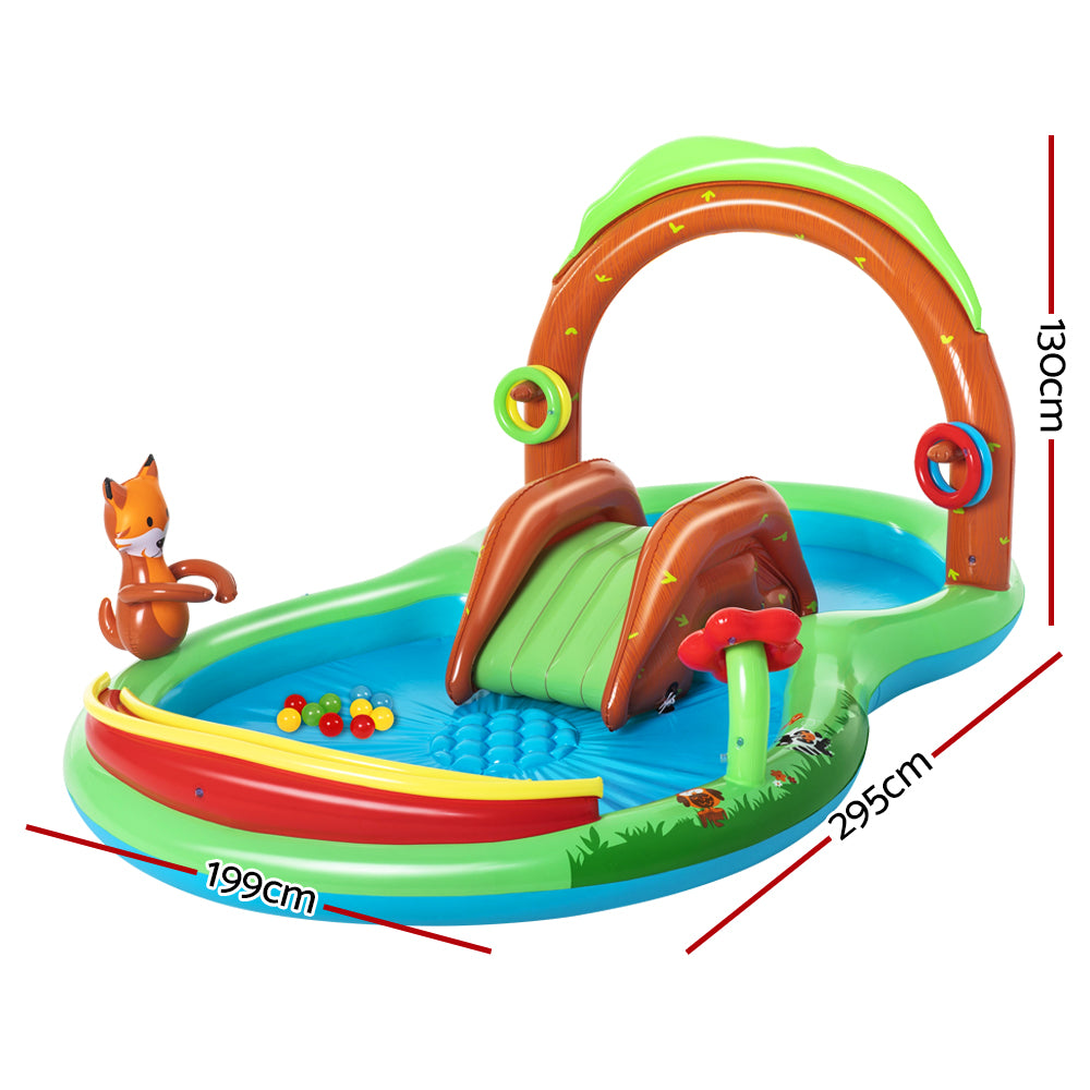 3m x 2m Kids Inflatable Friendly Woods Double Pool with Slide - 111L & 214L Homecoze