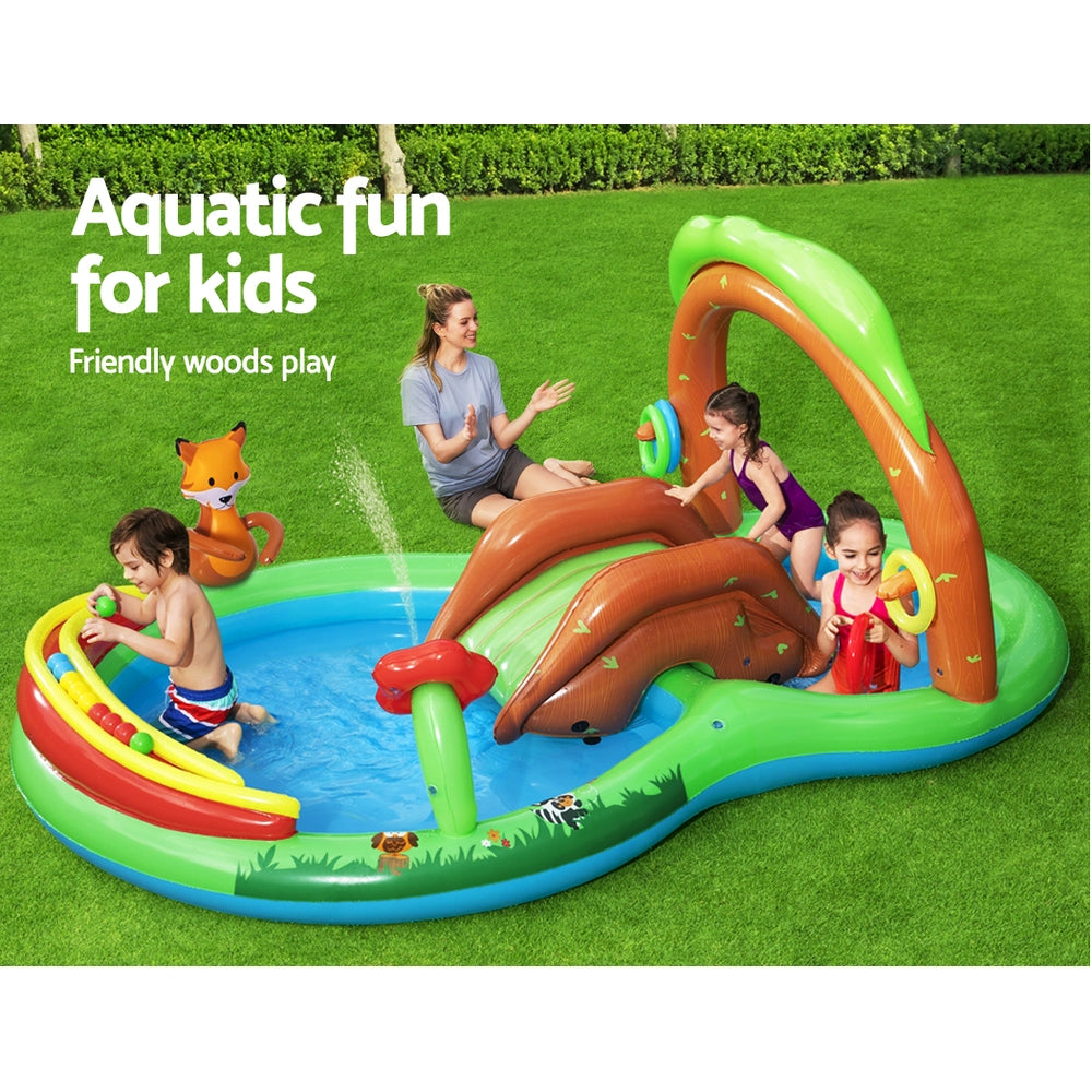 3m x 2m Kids Inflatable Friendly Woods Double Pool with Slide - 111L & 214L Homecoze