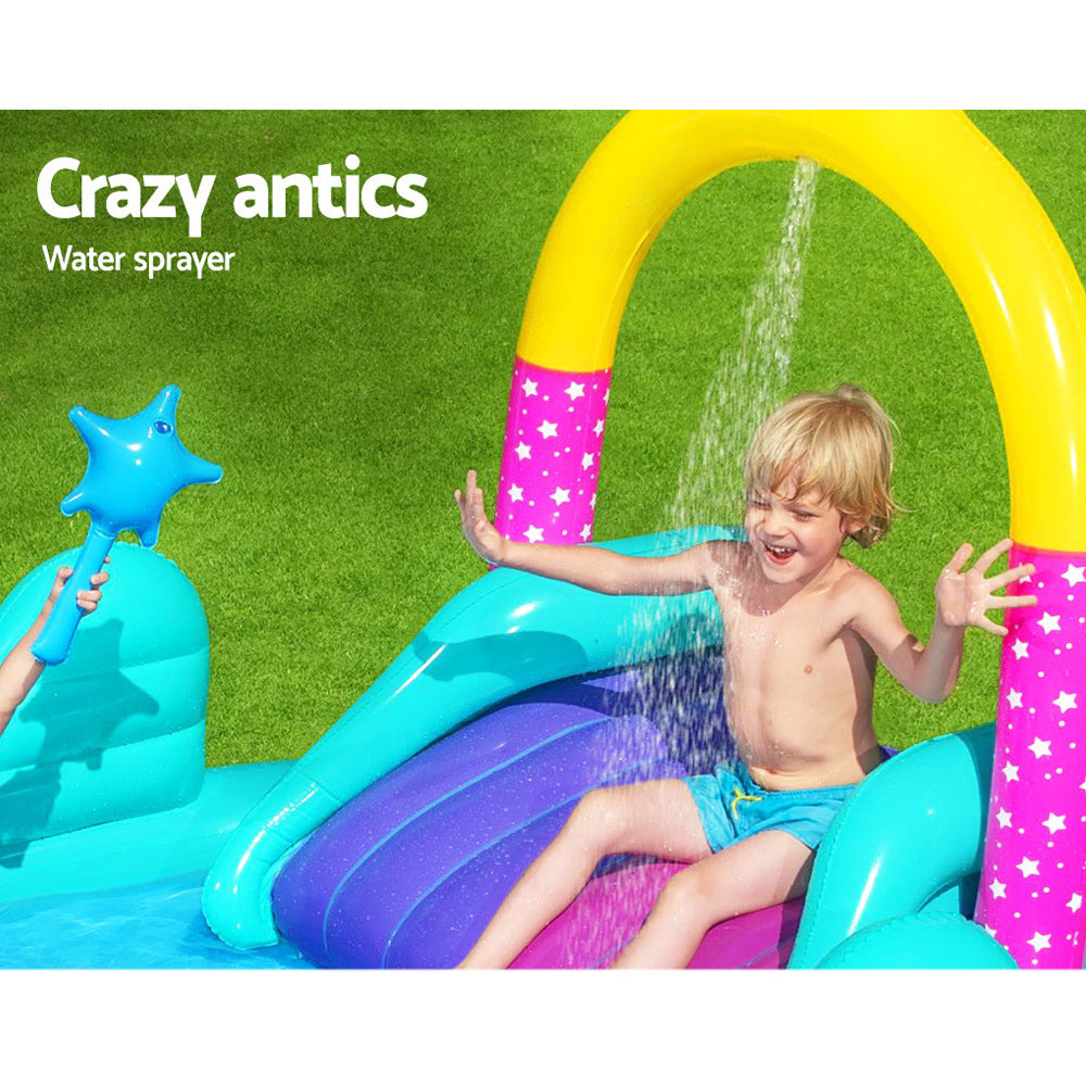 2.7m x 2m Kids Inflatable Unicorn Pool with Slide - 220L Homecoze