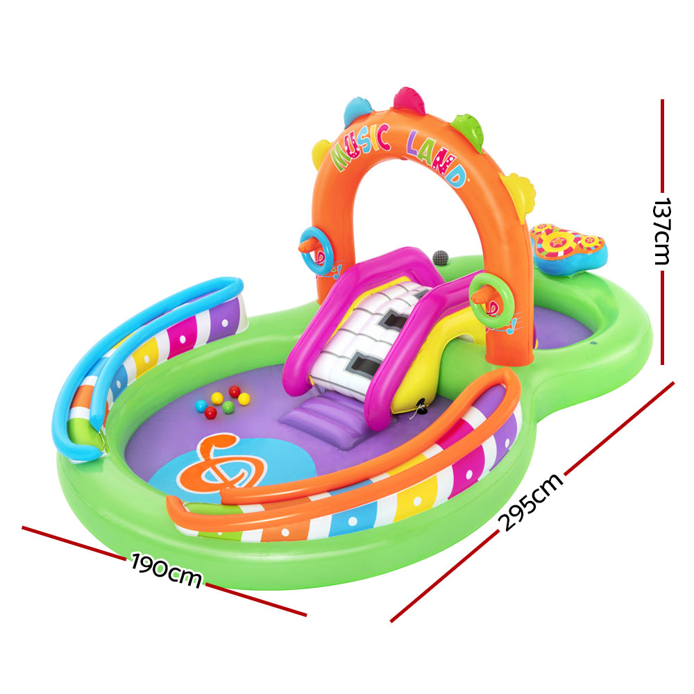 3m x 1.9m Kids Inflatable Sing N Splash Double Pool with Slide - 114L & 235L Homecoze