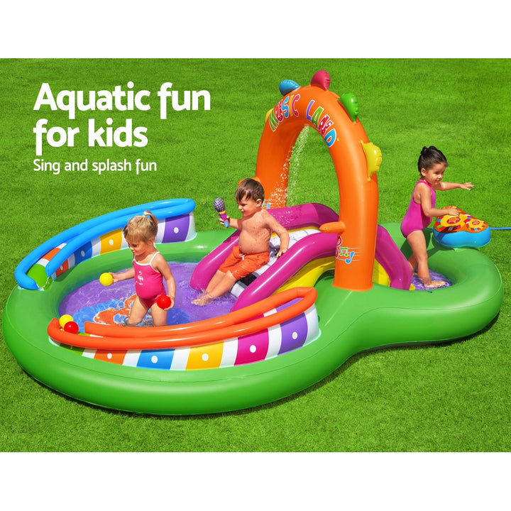 3m x 1.9m Kids Inflatable Sing N Splash Double Pool with Slide - 114L & 235L Homecoze