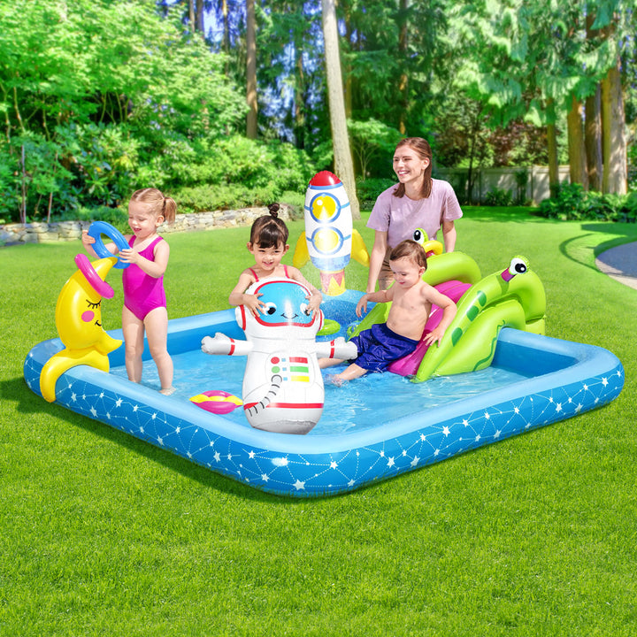 2.3m x 2m Inflatable Kids Backyard Swimming Pool Water Park with Slide Homecoze