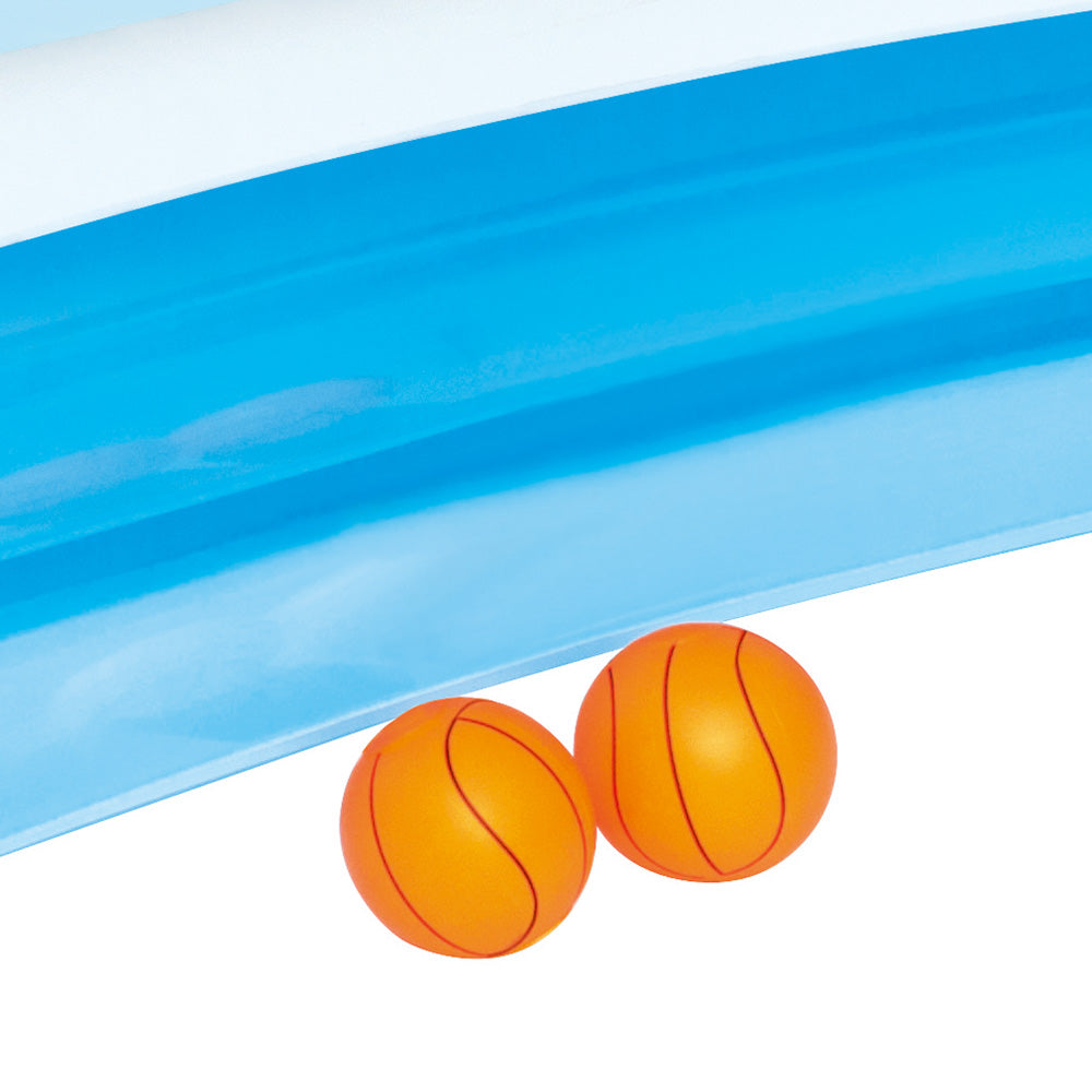 2.5m x 1.7m Inflatable Swimming Pool with Basketball Ball & Hoops Homecoze