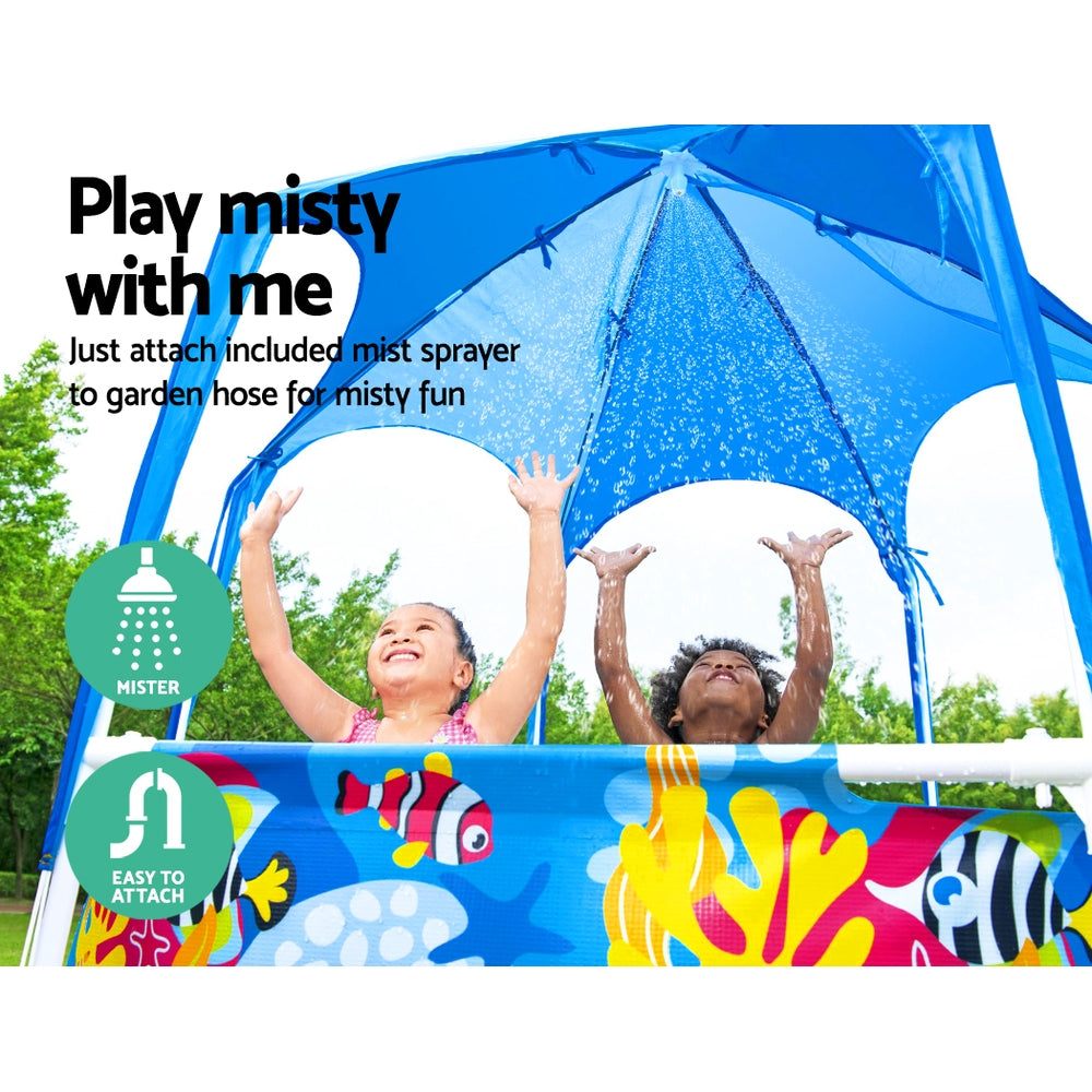 1.8m Round Kids Backyard Swimming Pool with Sun Shade Canopy and Hose Mister Homecoze