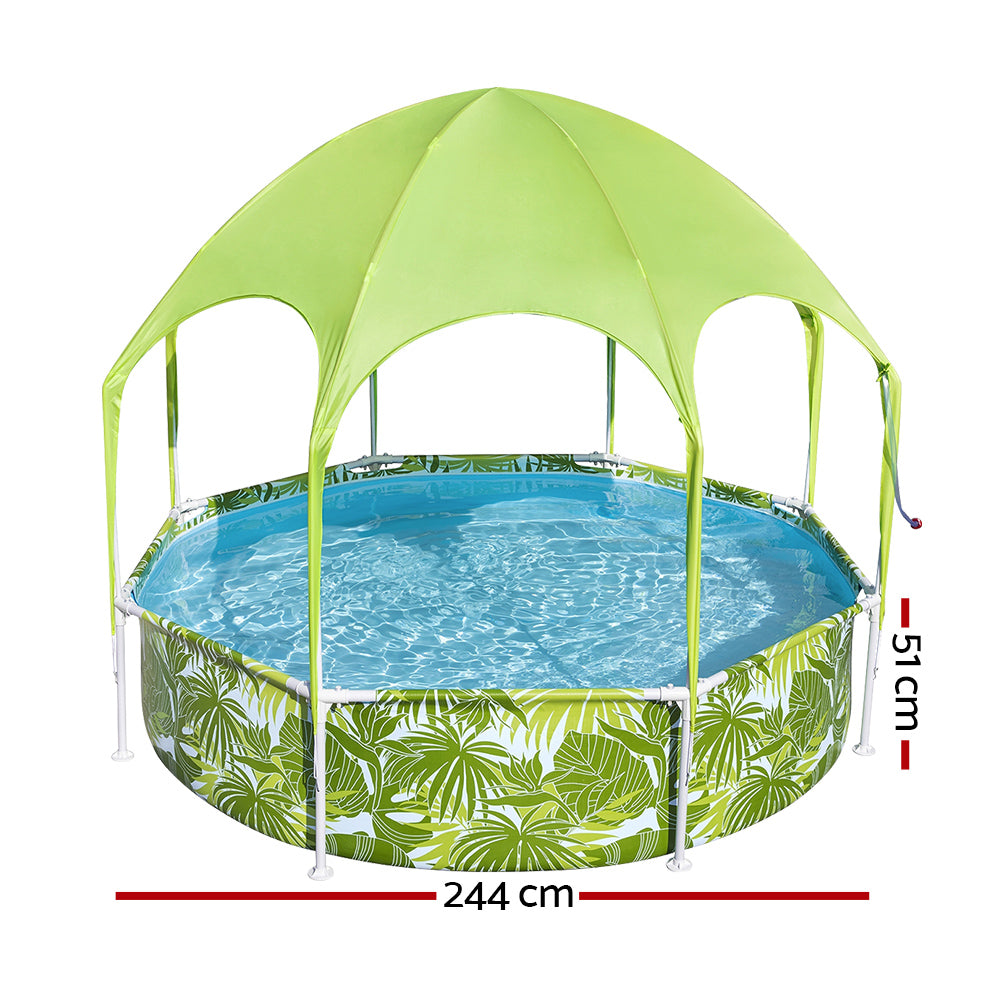 2.5m Round Above Ground Swimming Pool with Sun Shade - 1688L Capacity Homecoze