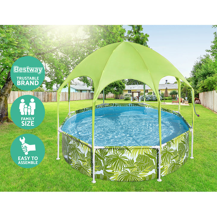 2.5m Round Above Ground Swimming Pool with Sun Shade - 1688L Capacity Homecoze