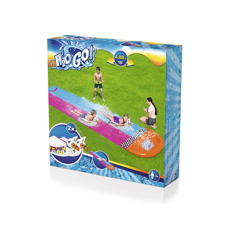 Kids 4.9m Double Lane Slip & Slide with Inflatable Llama Sliders Homecoze