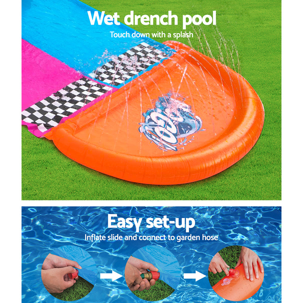 Kids 4.9m Double Lane Slip & Slide with Inflatable Llama Sliders Homecoze