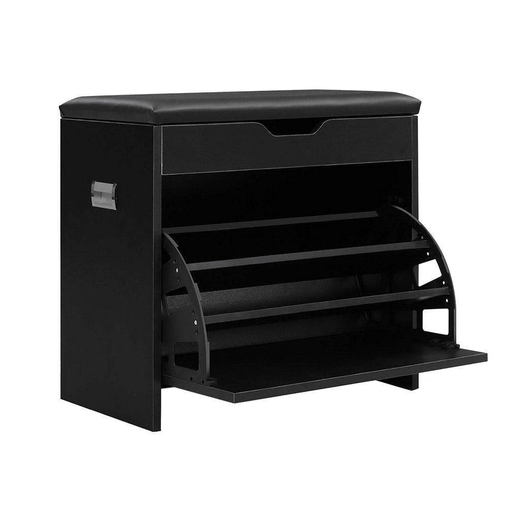 Shoe Cabinet Storage Bench - Black Homecoze