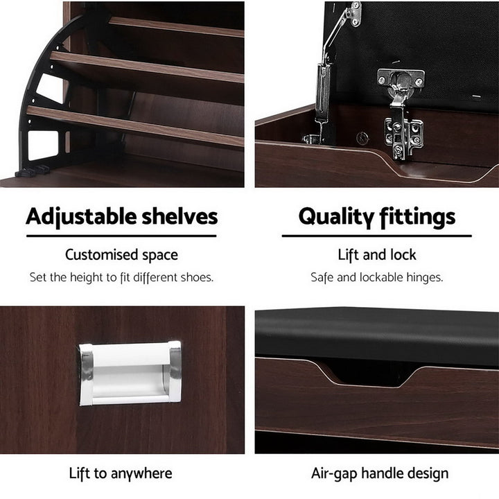 Shoe Cabinet Storage Bench - Brown Homecoze