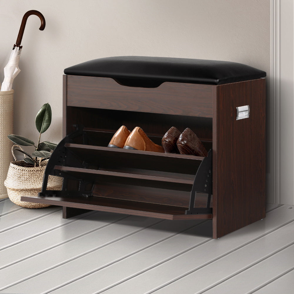 Shoe Cabinet Storage Bench - Brown Homecoze