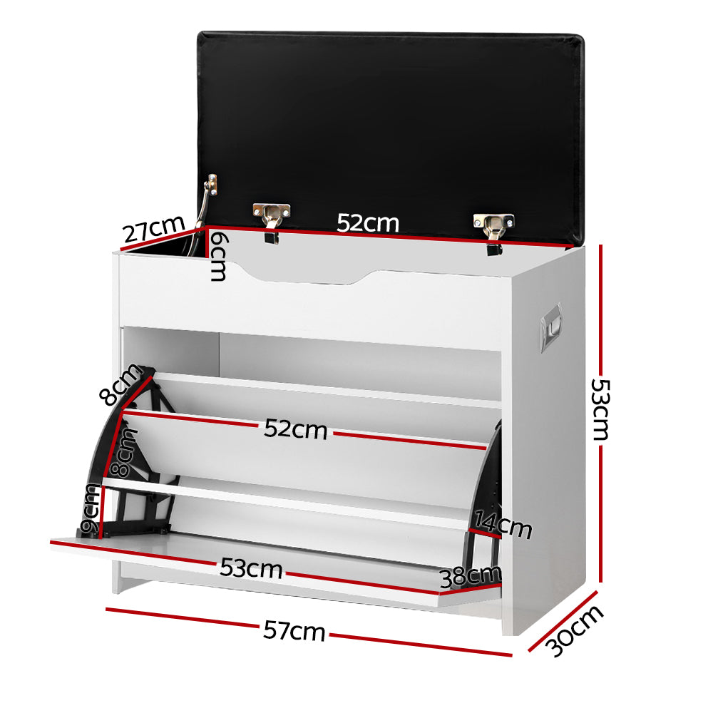Shoe Cabinet Storage Bench - White Homecoze
